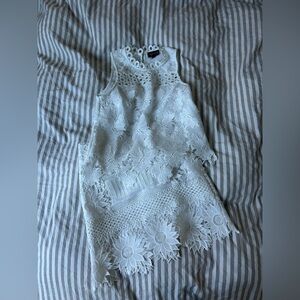 Topshop White Lace Top and Skirt Set